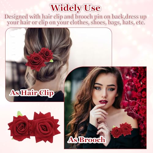 Set de 2 Broches para Cabello con Flor Roja miniatura 2