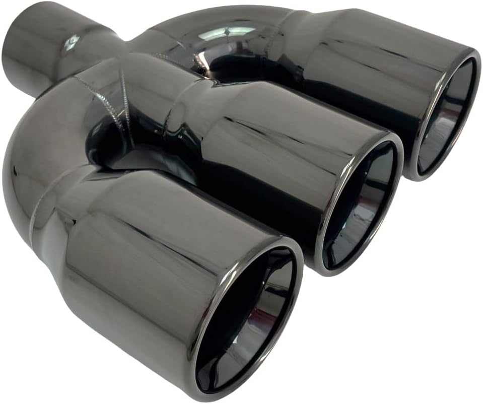 Exhaust Tip Center 2.50 inlet 3.50 Triple 10.25 Long WCTP3501025-250-BC-SS Rolled Flat Black Chrome 304 Stainless Steel Wesdon Exhaust Tip