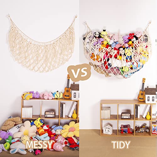 Stuffed-Animal-Net-or-Hammock-Wall-Hanging-Net-for-Stuffed-Animal-Storage-Macrame-Toy-Display-Plush-Toy-Holder-Soft-Toy-Organizer-for-Nursery-Baby-Bedroom-Playroom-Cream Stuffed Animal Net or Hammock Wall Hanging Net for Stuffed Animal Storage Macrame Toy Display Plush Toy Holder Soft Toy Organizer for Nursery Baby Bedroom Playroom Cream
