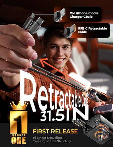 LISEN Retractable Car Charger, Gifts for Fathers Day for Men Dad Husband, 84W Car Charger  - image 3