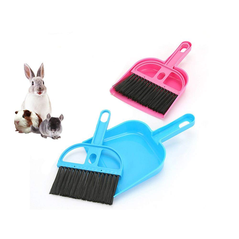 2 Pack of Pet Broom Brush and Dustpan, Floor Cleaning Kit, Pet Waste Shovels Cleaning Tools for Rabbit, Guinea Pig, Reptile, Hedgehog, Hamsters and Other Small Animals