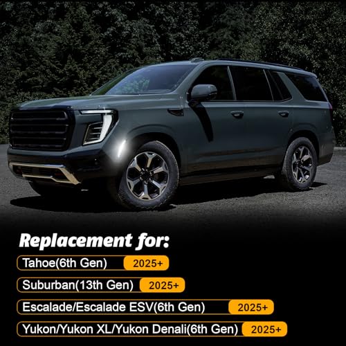 Image of Smoked Lens LED Side Marker Lights Fit for 2025 Yukon /Yukon XL /Tahoe /Suburban /Escalade /Escalade ESV(6th Gen) Driver Passenger Sidemarkers Lamp White Front Fender Lamp Kit