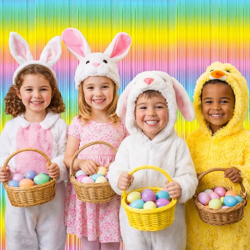Image of Easter Decorations - Rainbow Tinsel Streamers Backdrop Banner | Easter Party Favors Supplies Indoor Outdoor - Spring Birthday Decor Party Accessories for Wall Door