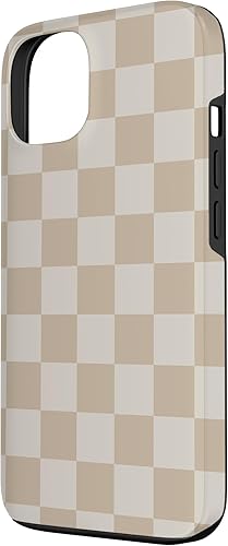 Miniatura 2 de iPhone 13 Vanilla Blanco café crema a cuadros ajedrez patrón clásico caso