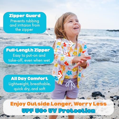 Image of SwimZip Girls' 3 Pc Swim Set w /Long Sleeve Rash Guard, Tankini & Shorts UPF 50+
