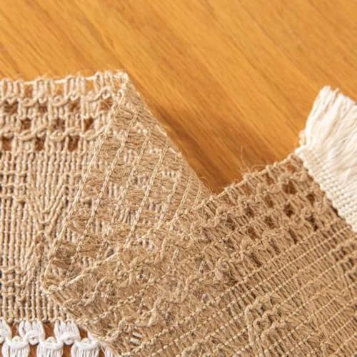Image of HomeCloud Croshia Woven Table placemat - Heat Resistant, Washable Table Decoration for Dining, Office, Kitchen, Hotel, and Home (Rec Beige White, Set of 1)