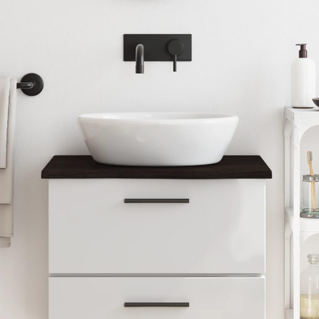 vidaXL Comptoir de Salle de Bain, Plan de Vasque, Dessus d'Armoire, Étagère de Toilette Intérieur, Marron Foncé 60x50x2 cm Bois Massif Traité