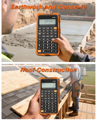 Image of Construction Calculator with Writing Tablet Industrial & Scientific ROATEE Engineering Calculator for Contractor, Concrete Pocket Feet-inch-Fraction Calculators for Carpenter, Framer, Remodeler