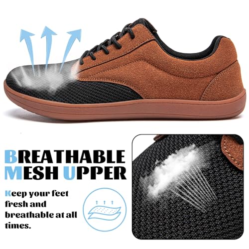 Miniatura 5 de Jueqibaa Zapatillas Barefoot Hombre-Zapatos Descalzos Crossfit, Zero Drop Escarpines Für Trekking Correr Formación Marrón 41