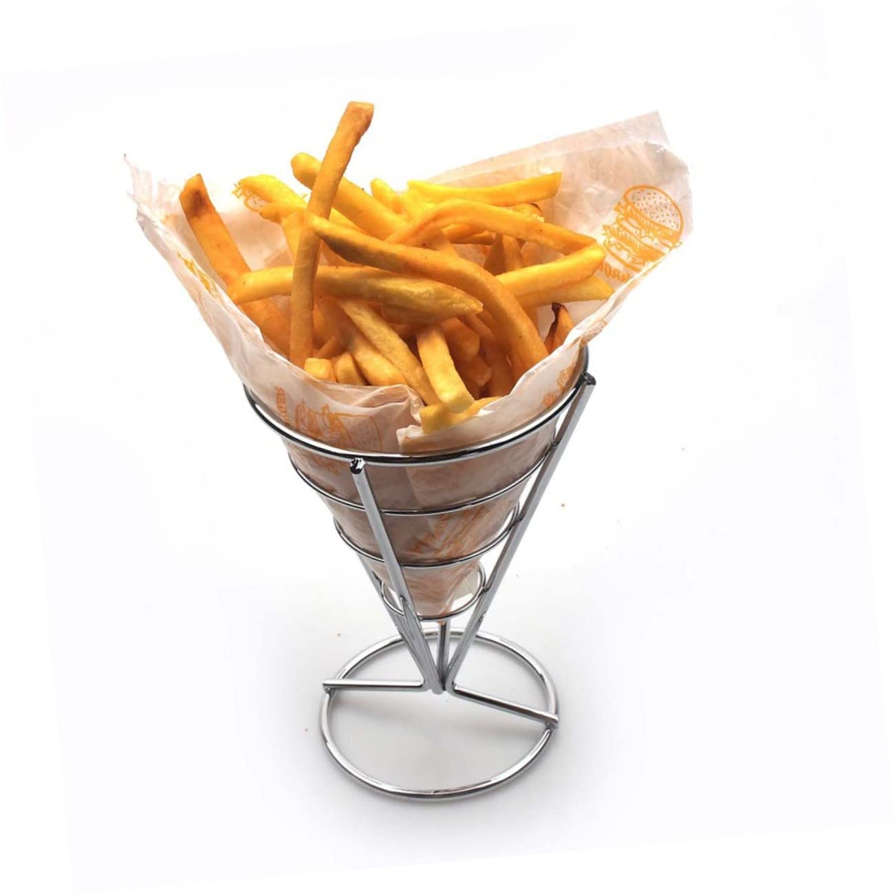 Ciieeo French Fries Storage Rack Electroplated Conical Snacks Basket Delicate Desktop Snacks Rack for Dining