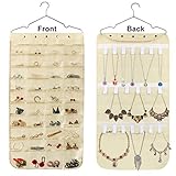 Hanging Jewelry Organizer, Double Sided 40 Pockets and 20 Magic Tape Hook Jewelry Organizer,...