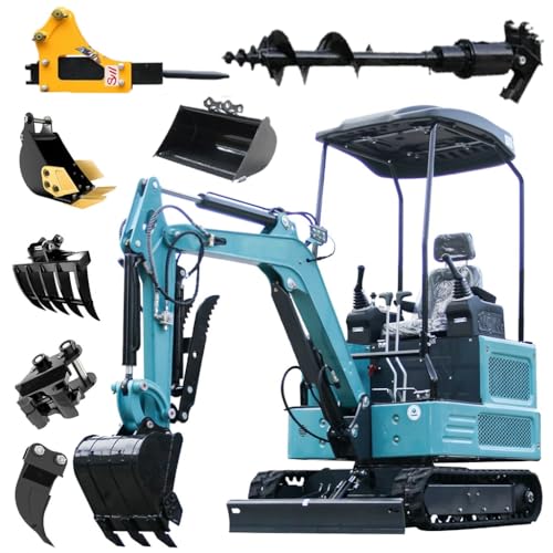 MACHPRO 4000lb Mini Excavator with KubotaDiesel Engine | Compact Excavator for Digging Trenching Farm & Landscaping | EPA Certified Shipping & Unloading Included (Turquoise Blue+8)
