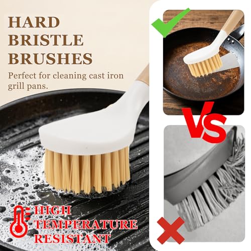 Image of 8 Pack Dish Brush Kitchen Cleaning Set with Long Handle Dish Scrubbers, Palm Scrub Brush，Crevice Cleaning Brushes and Straw Brushs - Perfect for Non-Stick Pans, Sinks, Glasses, Skillets