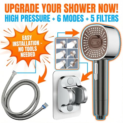 2026 High Pressure Handheld Shower Head with 6 Spray Modes - Detachable Showerhead with 5 Replaceable Filters for Hard Water | Includes 59" Anti-Burst Hose by ZQZXD - Used condition - Image 8