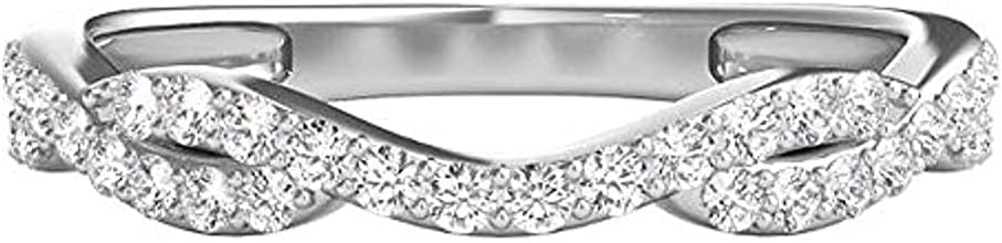 Round Dia 14K White Gold Plated Mesmerizing Twirl Enhancer Guard Ring For Women's