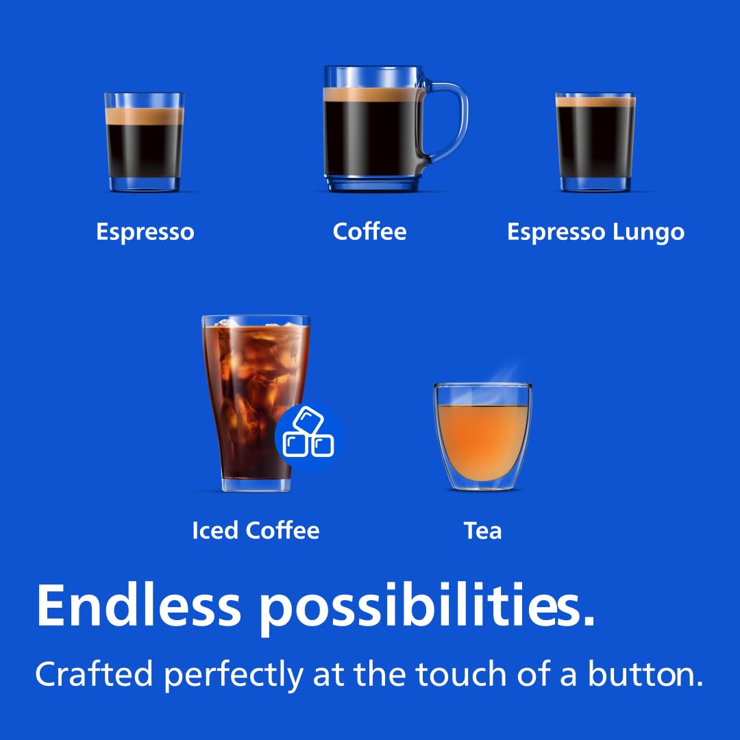Philips 3300 Series Fully Automatic Espresso Machine with integrated milk frother and grinder, 5 Hot & Iced Coffee Pre-Sets, 40% Quieter SilentBrew, 15-Bar Pressure, Glossy Black (EP3326/90)