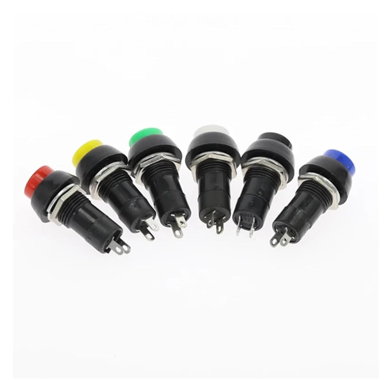 6pcs 12mm PBS-11A PBS-11B self-Locking/self-Reset Plastic Push Button Switch Latching Switchs 3A 250V AC 2PIN 6Color