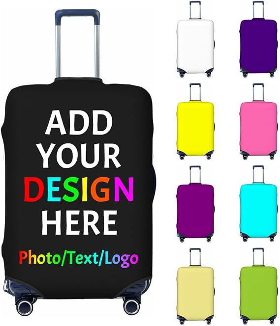 Custom Luggage Covers for Suitcase Personalized with Photo Text Logo Elastic & Washable Baggage Case Cover, S-XL