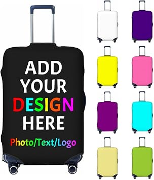 Custom Luggage Covers for Suitcase Personalized with Photo Text Logo Elastic & Washable Baggage Case Cover, S-XL