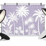 Purple Palm Trees Backdrop 12x8ft Tropical Retro Summer Botanical Photography Backdrop Fabric Photoshoot Background Tapestry Banner for Birthday Baby Shower Decoration Party Video Photo Studio Props
