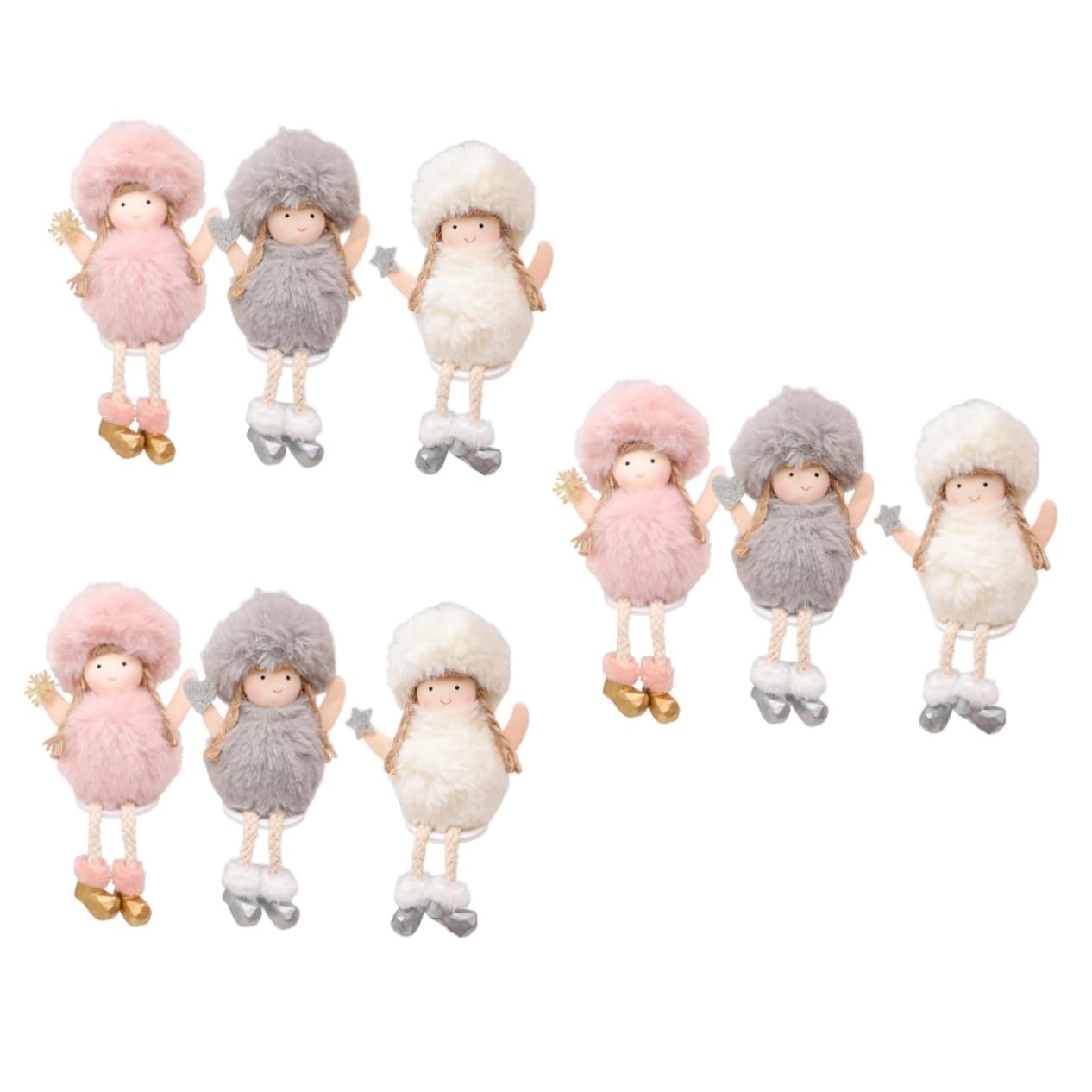 OUNONA 9piezas Adornos Navideños De Ángel Colgantes De Muñecos De Peluche para Decorar Árbol Pared y Ventanas Navidad