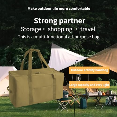 Large Military Duffle Bag Tactical Gear Load Out Bag Camping Storage Utility Tote Deployment Cargo Bag Travel Sports Equipment Duffel Luggage Bag with (Khaki, Medium 25.59"x11.81"x13.78"))3
