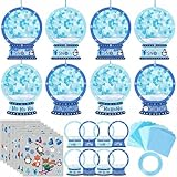 DoubleFill 48 Pcs Winter Snow Globe Suncatchers Craft Kits Bulk Make Your Own Snowglobes Let It Snow Ho Ho Stained Glass Tissues Paper Craft Kit for Window Art Activities Decoration