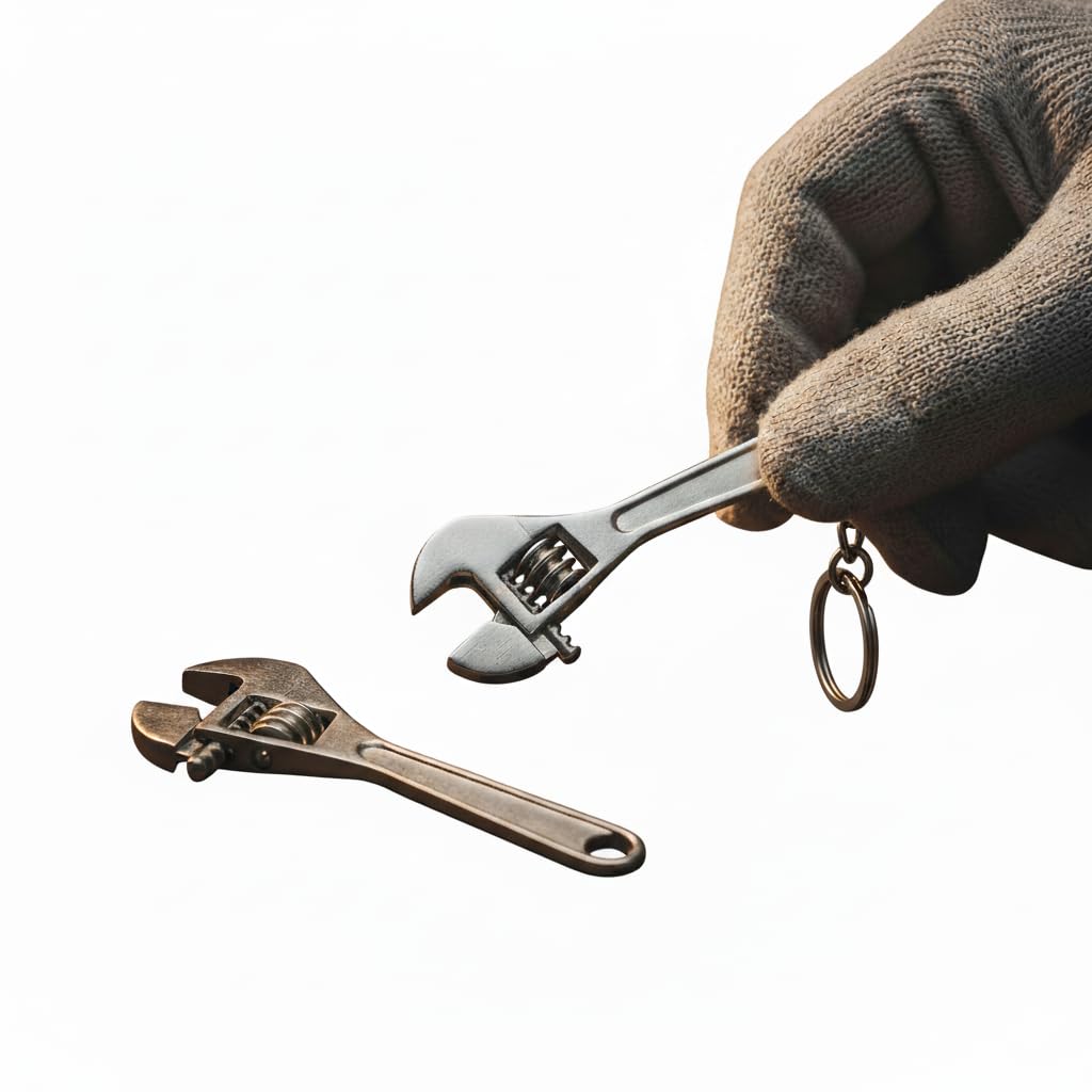 Tiny Ultra-Compact Mini Wrench Set - 2.5 Inch Alloy Steel - Nice Pendant - Adjustable Crescent Wrenches with Keychain for Minor Precision Repairs - Perfect for a Cute Keychain Accessory