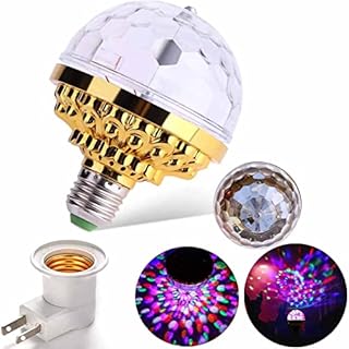 LUBOOT Colorful Rotating Magic Ball Light, Colorful Disco Rotating Magic Ball Light Bulb with Sockets, LED RGB Strobe Party Lamp Bulb, Dazzling Crystal Disco Prom Stage Decor Light Bulb