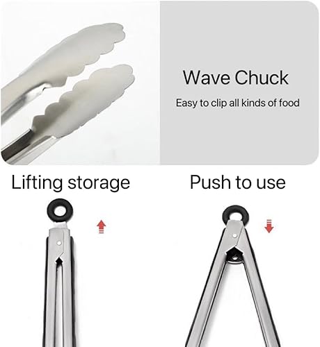 Miniatura 4 de 2 pinzas de acero inoxidable 304 para cocina, pinzas multiusos para barbacoa, pinza para pan, abrazadera para carne frita, pescado volteado, pinzas