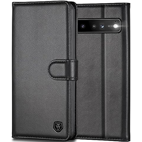 Kuafcase for Google Pixel 6 Pro Case, Wallet Leather Flip Case with Card Holder Slots Magnetic Closure Kickstand Shockproof Protective Phone Case for Google Pixel 6 Pro - Black Cover