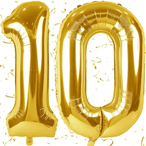 30th Birthday Balloon Number Party Balloons, 2 pcs Gold 3" and 0" Foil Helium Balloons for Birthday Party, 40inch Foil Mylar Big Number Balloons for Anniversary Supplies Decorations (Gold Number 30)