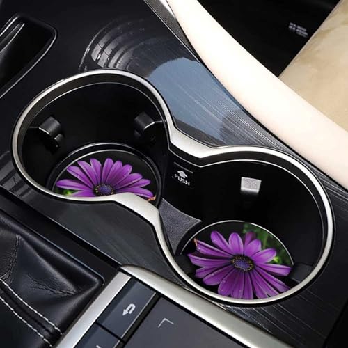 Portavasos para autos, Pack de 2, Madera, Diseño Daisy miniatura 7