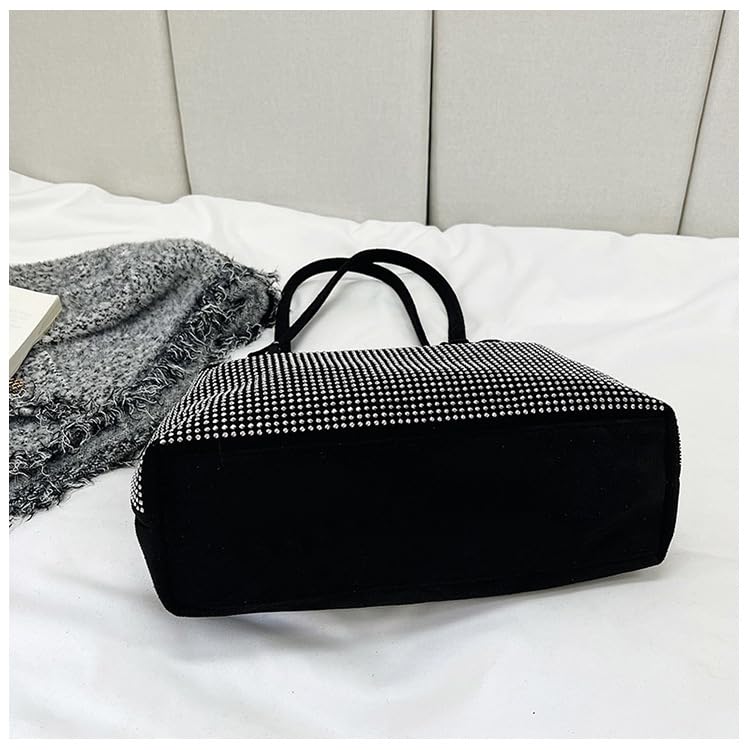 Image of Luxury Shining Diamond Rhinestone Top handle Tote Bag for Women Stylish Hobo Shoulder bag Deerskin Velvet Handbag for Ladies