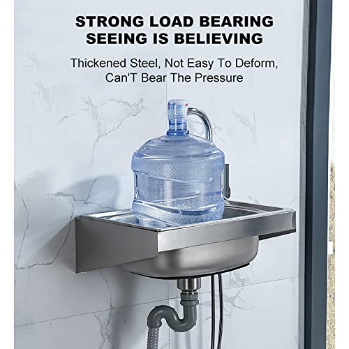 Commercial Stainless Steel Wall Mounted Hand Sink,Commercial Catering Sink Free Standing,With Gooseneck Faucet,For Outdoor Garage Commercial Restaurant Kitchen Laundry Room. ( Color : Hot And Cold , S #TOP2