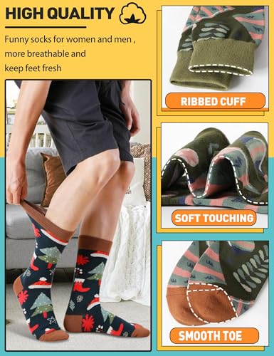 Image of MOGGEI Funny Socks for Men Women Fun Cozy Crazy Novelty Fashion Breathable Printed Cotton Boot Socks
