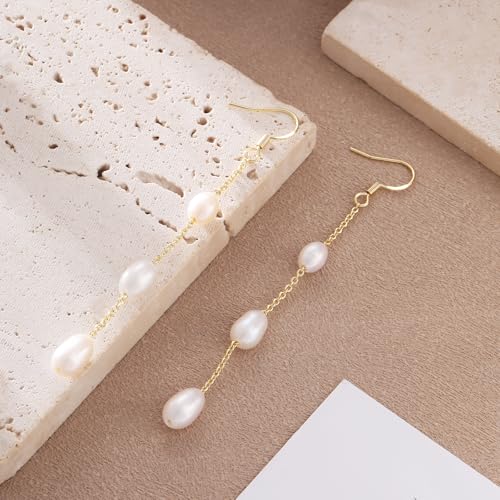 Pearl Earrings for Woman Gold Dangle Aesthetic Dainty Pearl Drop Earrings for Woman Gift and Wedding4