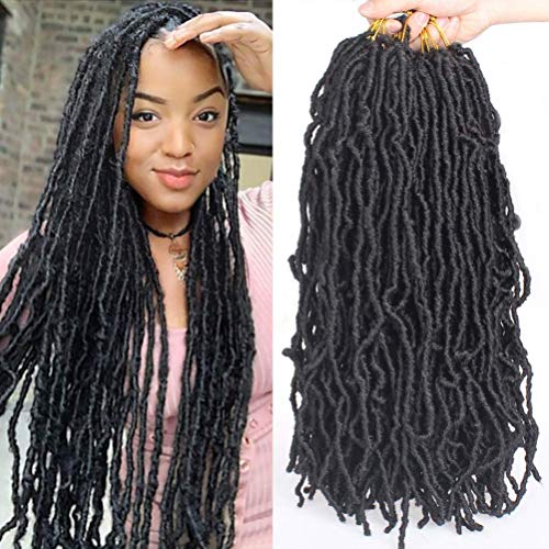 New Faux Locs Crochet Braids 18inch Natural Faux Locs Crochet Braid 6 Packs/lot Synthetic Braiding Hair Extensions (18'' 6Pcs-1B#)