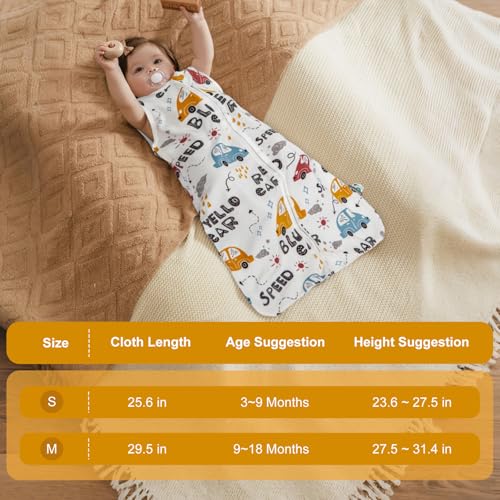 Image of HOUSABY Baby Wearable Blanket,Summer Cotton Sleep Sacks 1 Pack Unisex Toddler Sleeping Bag Sack, 0.5 TOG with 2-Way Zipper