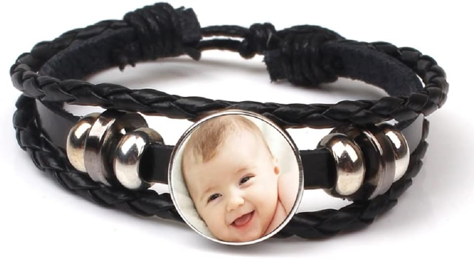 Personalized Picture Bracelets for Men - Custom Photo Bracelet - Engraved Memorial Picture Jewelry Birthday Gift for Dad Men Husband