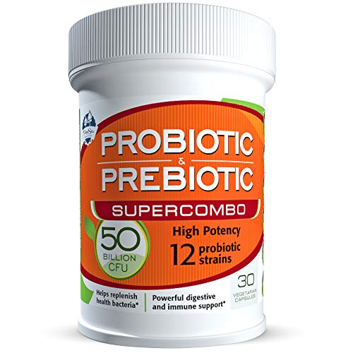 TAIGASEA 50 Billion CFU Prebiotic and Probiotic Supplement for Women and Men, 12 Strains for Daily Immune Support and Digestive Health, 30 Veggie Capsules, Non Refrigerated High Potency Probiotics