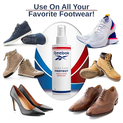 Reebok Protect - Rain and Stain Repellent - Water Based Shoe Protector Spray Waterproof and Stain Protection - Stain and Water Repellent Spray for Shoes, Sneakers, Leather, Suede, Canvas & More - 6oz