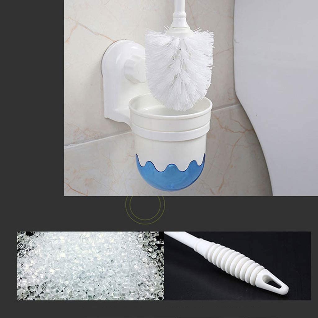 Escobillero de Pared con Mango Largo - Escobillero de plástico con Soporte para una Limpieza fácil del baño - Estropajo Esencial para Mayor higiene y Comodidad (Blanco)