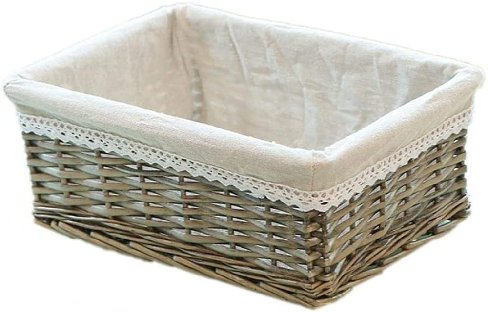 Panier En Osier Domestique Avec Doublure Amovible Pour Le Rangement