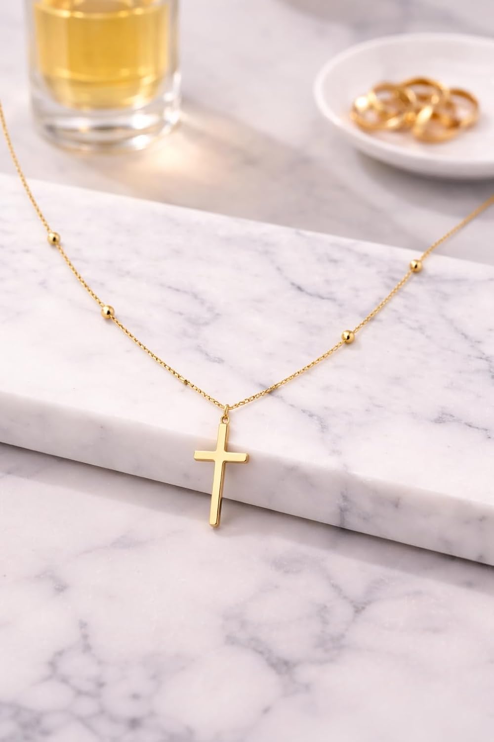 LiteVibe 14K Gold Cross Necklace for Women Small Dainty Crucifix Pendant Necklace Chain - Image 5