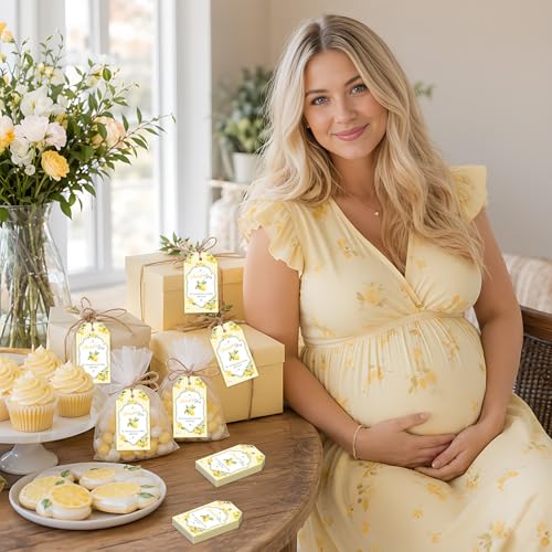 Étiquettes de remerciement pour fête prénatale jaune 2x8,9cm Baby Shower - 5