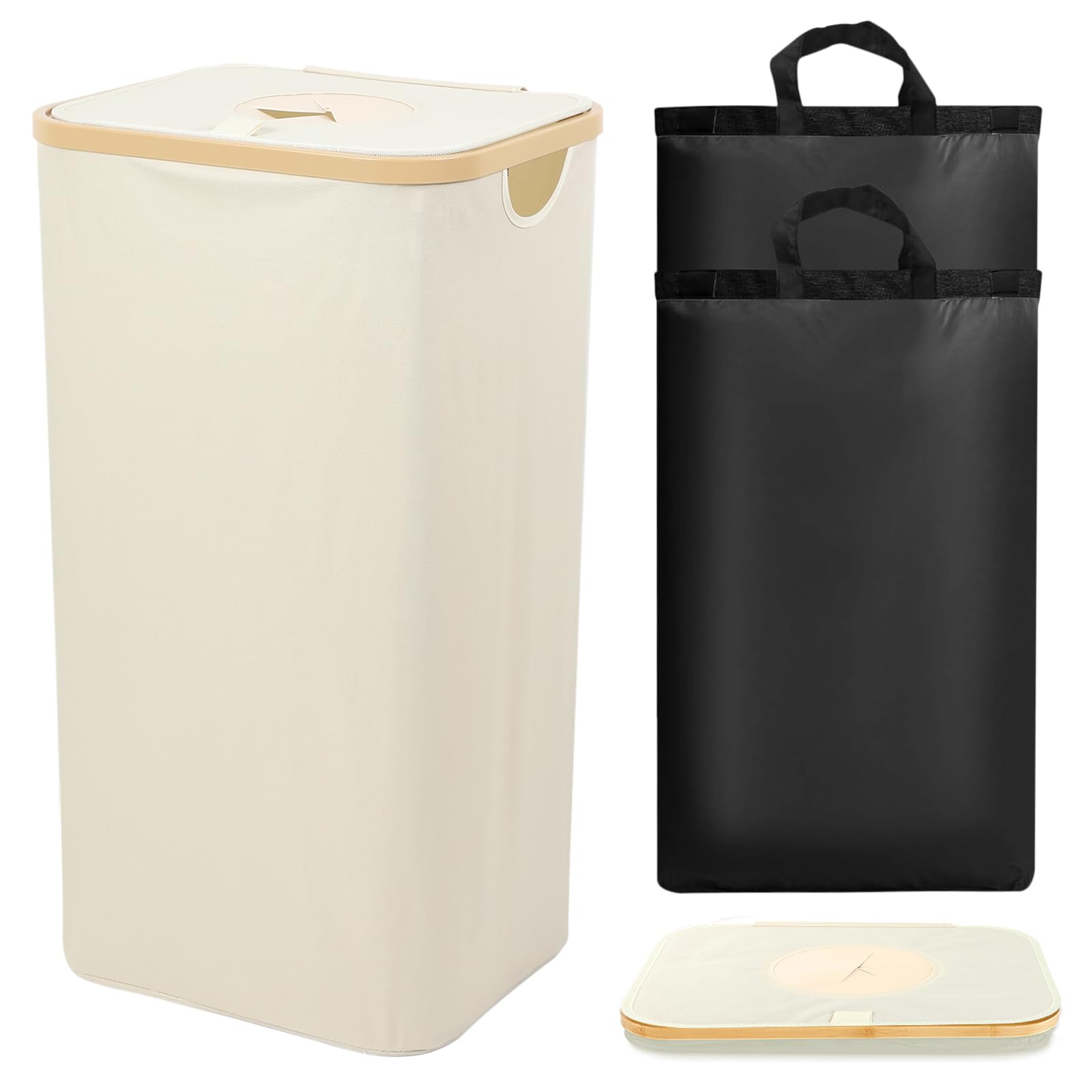 Panier à linge 120L pliable blanc amovible étanche pour vêtements et jouets