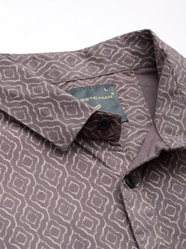 Image of Majestic Man Custom Abstract Printed Pure Cotton Slim Fit Casual Shirt