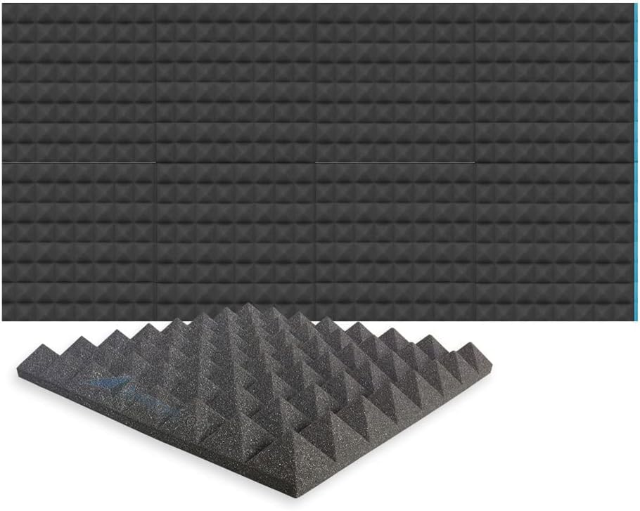 Arrowzoom New 8 Pieces of (19.6 in X 19.6 in X 1.9 in) Soundproofing Insulation Pyramid Acoustic Wall Foam Padding Studio Foam Tiles AZ1034 (Black)