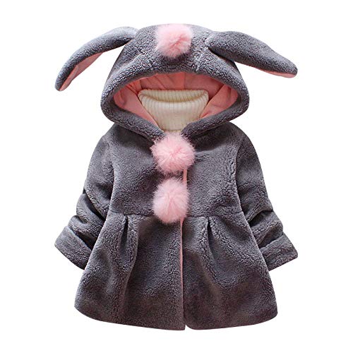 Mubineo Toddler Baby Girl Corduroy Fleece Trench Coat Fall Winter Wind Proof Hooded Jacket Outerwear (Ra Grey, 12-24 Months)